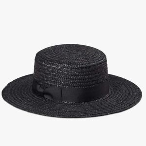 Lack of Color- Black Straw Spencer boat Hat